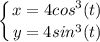 \displaystyle \left \{ {{x=4cos^3(t)} \atop {y=4sin^3(t)}} \right.