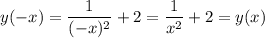 \displaystyle y(-x) = \frac{1}{(-x)^2} +2=\frac{1}{x^2} +2=y(x)