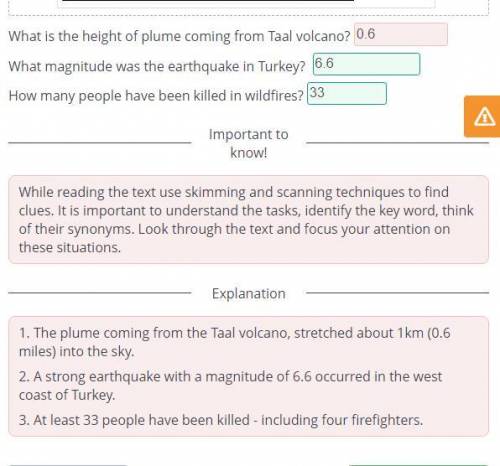 Global natural disasters Answer the following questions. Type in nomore than three words or/and a nu