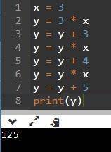 Какое значение получит переменная y после выполнения алгоритма? x := 3 y := 3 ∗ x y := y + 3 y :=