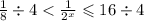 \frac{1}{8} \div 4 < \frac{1}{ {2}^{x}} \leqslant 16 \div 4