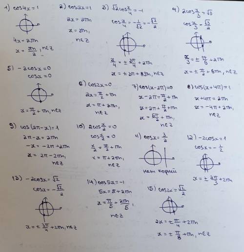 Решить уравнения. тема cos x=a. ( )