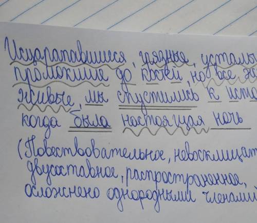 синтаксический разбор предложения с характеристикой исцарапавшиеся, грязные, усталые и промокшие до