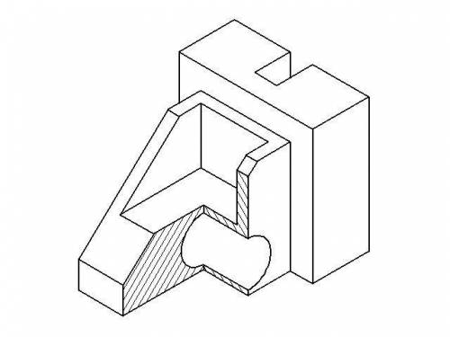 с инженерной графикой! Нужно сделать разрез по цилиндрическому отверстию по данной фигуре, которая у