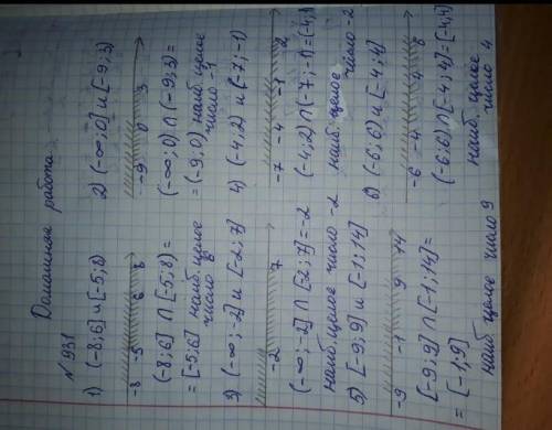 Даны числовые промежутки: 1) (-8; 6] и [-5; 8);2) (-оо; 0] и [-9; 3);3) (-ю; -2] и [-2; 7];4) (-4; 2