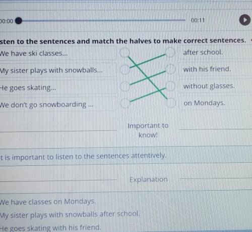 Snow and ice. Lesson Listen to the sentences and match the halves to make correct sentences. €We hav