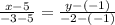 \frac{x-5}{-3-5}=\frac{y-(-1)}{-2-(-1)}