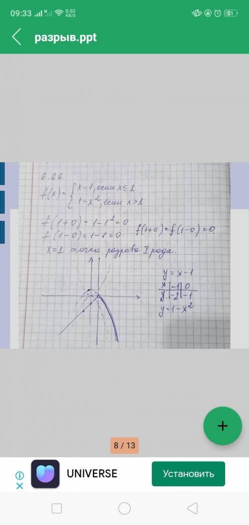 1) f(x) = x - 1, если х≤1,1- х², если х> 1;​определите тип точек разрыва функции если таковые име