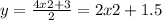 y=\frac{4x2+3}{2} =2x2+1.5