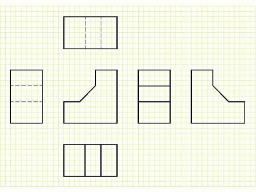 задание, по аксонометрической проекции , построить шесть видов, выделив утолщенными линиями три осно