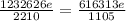 \frac{1232626e}{2210} = \frac{616313e}{1105}