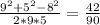 \frac{9^2+5^2-8^2}{2*9*5} = \frac{42}{90}