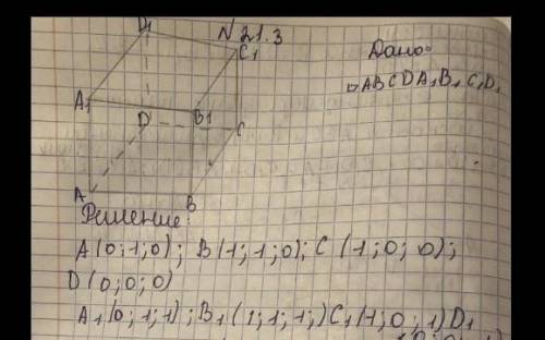 дан единичный куб abcda1b1c1d1 начало координат находится в точке d. Положительные лучи осей координ