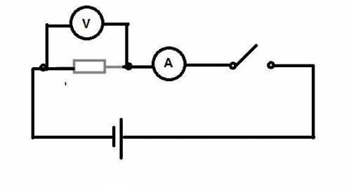 Изобразите схему электрической цепи, состоящей из резистора, амперметра, вольтметра, ключа, соединит