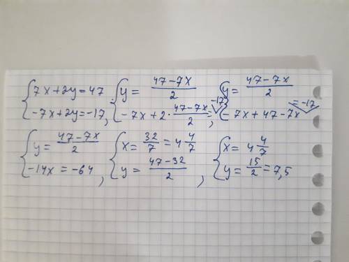 7x+2y=47-7x+2y=-17подстановку очень надо не с фотоматча​