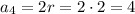 a_4=2r=2\cdot2=4