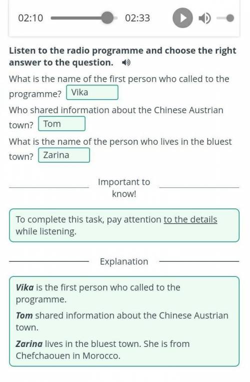 Unusual cities in the world Listen to the radio programme and choose the right answer to the questio