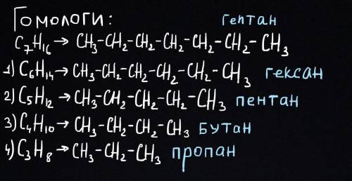 Скласти формули 4-х ізомерів і гомологів С7Н16​