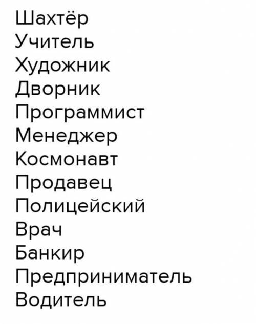 Охарактеризуйте труд профессий продовец водитель врач учитель банкир предпрениматель