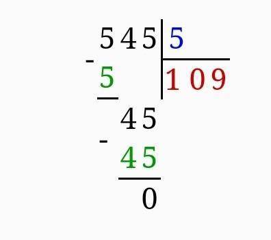 Вычисли,записывая столбиком(без проверки)545 :5                432:2            831:3 672:6         