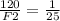 \frac{120 Н}{F2} = \frac{1}{25}