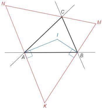 Бісектриси зовнішніх кутів трикутника АВС попарно перетинаються в точках М,N,K. Виразіть величини ку