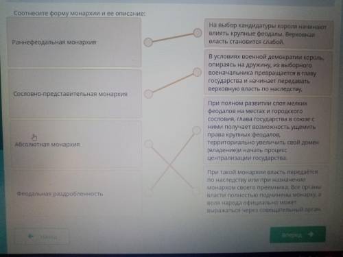 Соотнесите форму монархии и её описание если не сложно ,