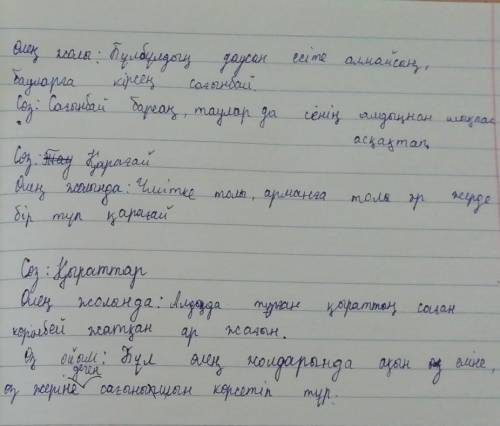 11-тапсырма.Кестеде берілген сөздерді өлеңдегі бейнелі формасымен жазып көрсетіп,өз ойыңды білдір​