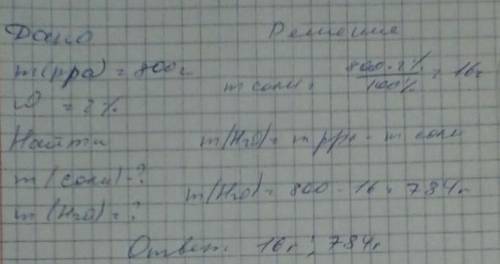 за развёрнутое решение на листке сдавать до 15:00 по мск 1)Какую массу соли и воды необходимо взять