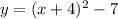 y=(x+4)^2-7