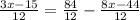 \frac{3x-15}{12}=\frac{84}{12}-\frac{8x-44}{12}