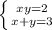 \left \{ {{xy=2} \atop {x+y=3}} \right.