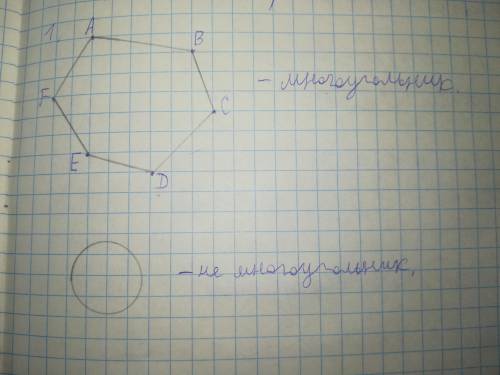 1. Начерти две фигуры, одна из которых является многоугольником, а другая – нет. Укажи вершины, стор