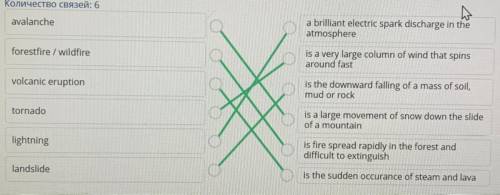 Match the words with their meanings. Количество связей: 6 avalanche forestfire / wildfire volcanic e