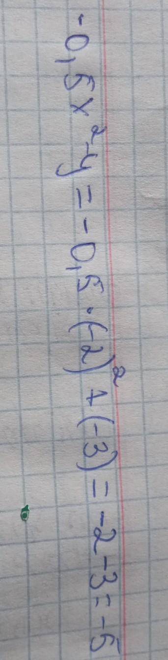 Найдите значение выражения -0.5x²+y при x=-2 и y=-3​