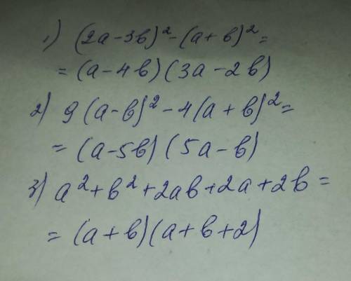 Представьте в виде произведения Количество связей: 3(2a-3b)^2-(a+b)^29(a-b)^2-4(a+b)^2a^2 + b^2 + 2a