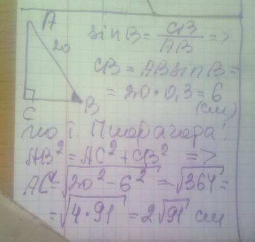 6. У прямокутному трикутнику ABC (<C= 90°), AB = 20см. Знайдіть AC, якщо ​