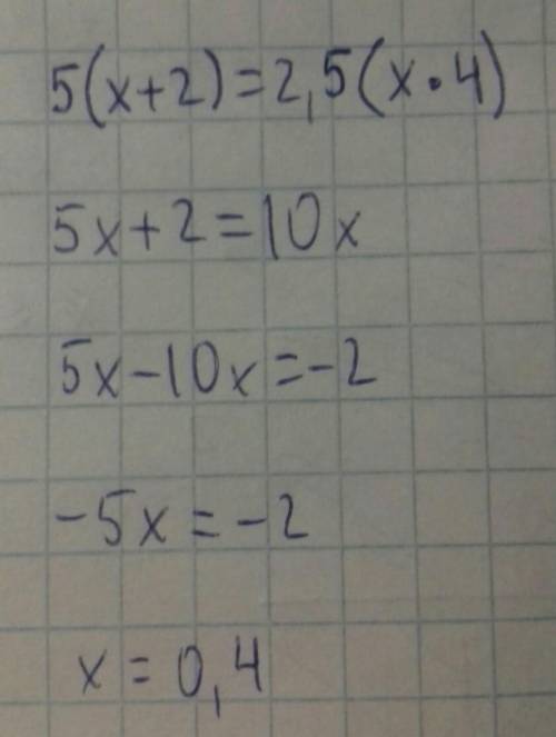 Теңсіздікті шеш 5×(x+2)=2,5×(x×4) тезірек ​