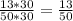 \frac{13*30}{50*30} =\frac{13}{50}