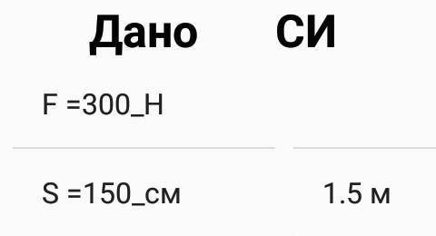 Под действием силы 300 н тело переместили на 150 см Вычислите совершенную работу​