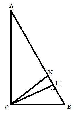 Найти углы прямоугольного треугольника, если угол между биссектрисой и высотой,проведенными из верши