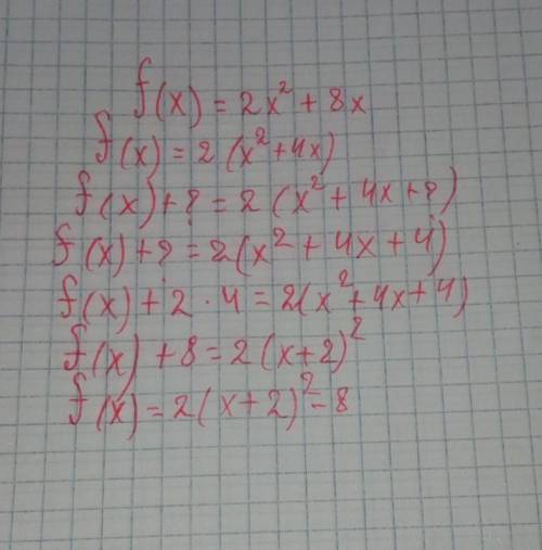 12. Найдите наименьшее значениефункции f(x) = 2х2 + 8x​