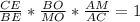 \frac{CE}{BE} *\frac{BO}{MO} *\frac{AM}{AC} =1