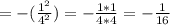 = -(\frac{1^2}{4^2}) = -\frac{1 * 1}{4 * 4} = -\frac{1}{16}