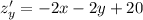 z'_y = - 2x - 2y + 20