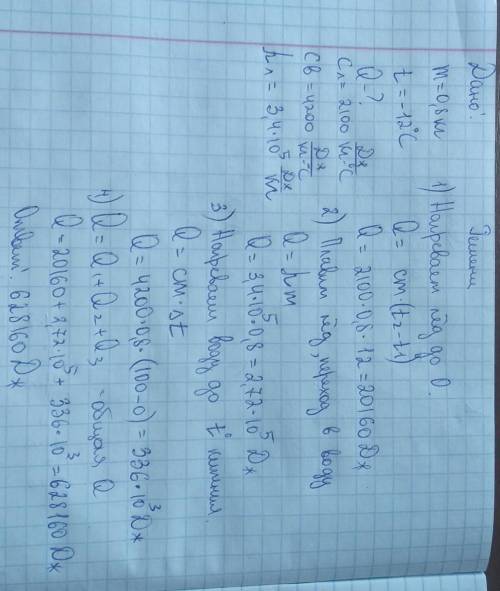 Сколько тепла нужно, чтобы растопить 0,8 кг льда и вскипятить воду? Температура льда −12 ° C. Необхо