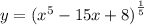 y = {( {x}^{5} - 15x + 8 )}^{ \frac{1}{5} }