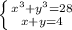 \left \{ {{x^{3} +y^{3} =28} \atop {x+y=4}} \right.