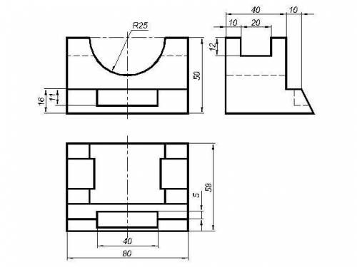 сделать три вида этого чертежа. ​