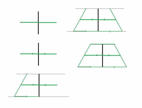 Постройте равносторонний трапецию по высоте и средней линией, если известно, что средняя линия делит